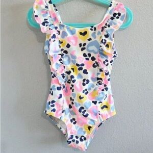 Cat & Jack Girl Swimsuit One Piece Leopard - Size Small 6/6X Plus Ruffle